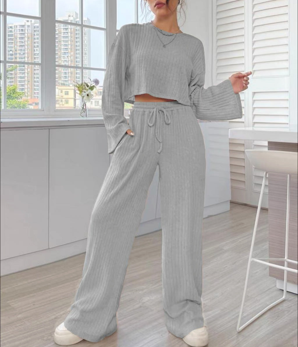 Luvéra Lässige Homewear Gestrickter Langarm-Damenanzug