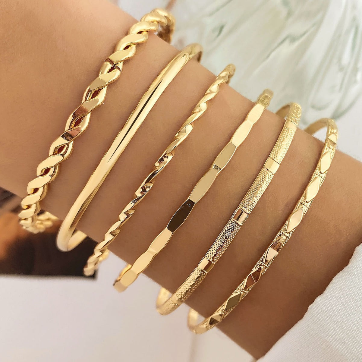 Luvéra Böhmische Metall Kette Armband Set Für Frauen Geometrische Gold Farbe Dicke Link Kette Armreif Weibliche Mode Schmuck