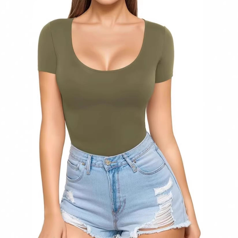 Luvéra Schmal geschnittenes Pullover T-Shirt mit Rundhalsausschnitt und schmalem Oberteil
