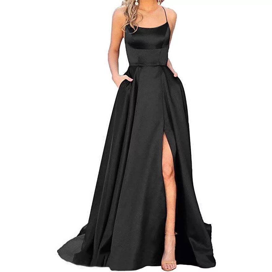 Luvéra Einfarbig Lange Abnehmen Und Schulter Hohle Freundinnen Mode Brautjungfern Party Kleid