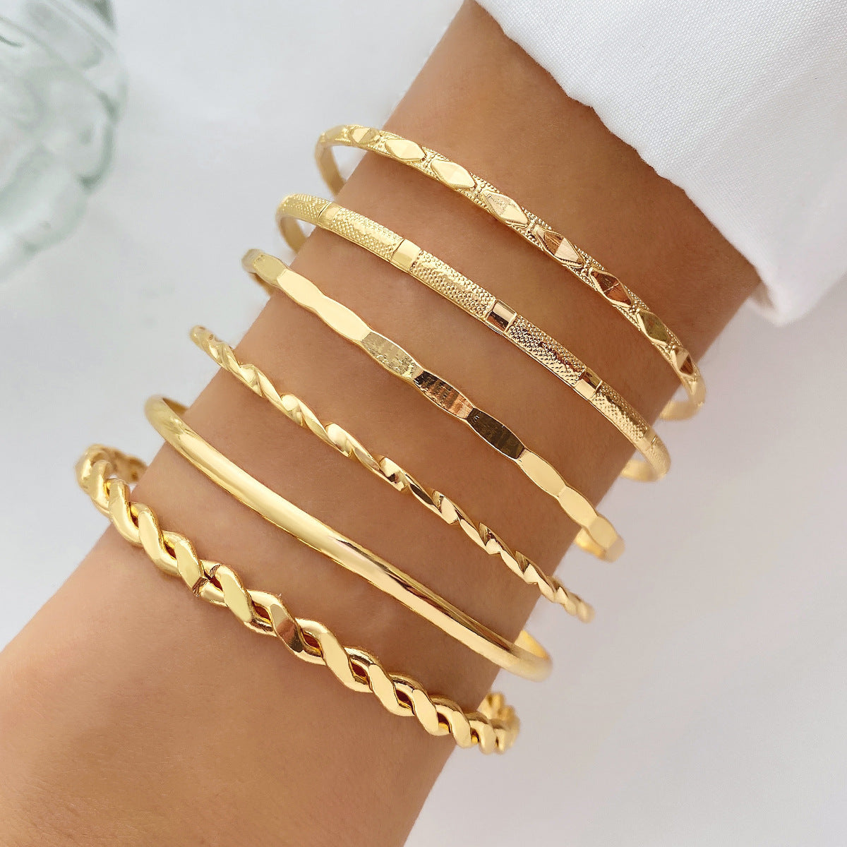 Luvéra Böhmische Metall Kette Armband Set Für Frauen Geometrische Gold Farbe Dicke Link Kette Armreif Weibliche Mode Schmuck