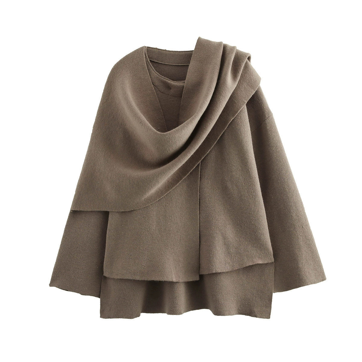 Luvéra Damen lockerer lässiger Cape gestrickter Pullovermantel