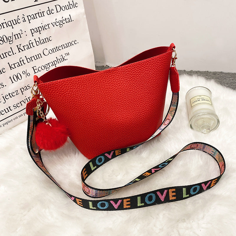 Luvéra Druck Schulter Gürtel Frauen Eimer Tasche Lychee Muster