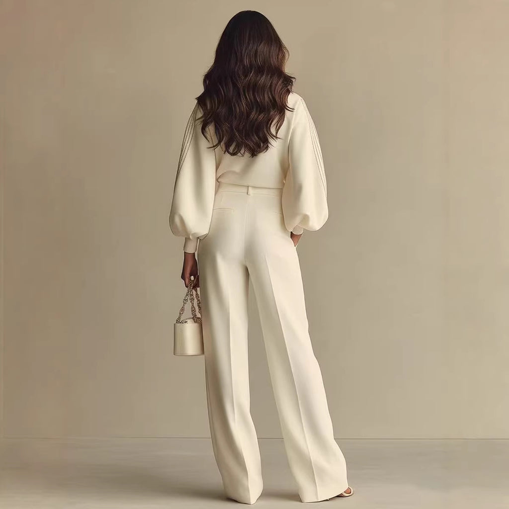 Luvéra Rundhals-Sweatshirt Und Hosen-Set Mit Rundhalsausschnitt