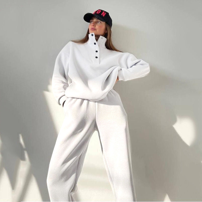Luvéra Übergroße Solide Casual Pullover Lange Hose Set Warme Hoodie Neue Trainingsanzug Anzug Mode Hose Sets Sets Für Frauen 2 Stück