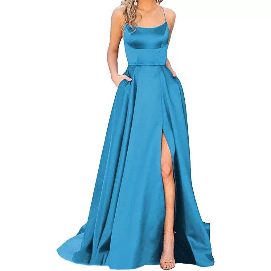 Luvéra Einfarbig Lange Abnehmen Und Schulter Hohle Freundinnen Mode Brautjungfern Party Kleid