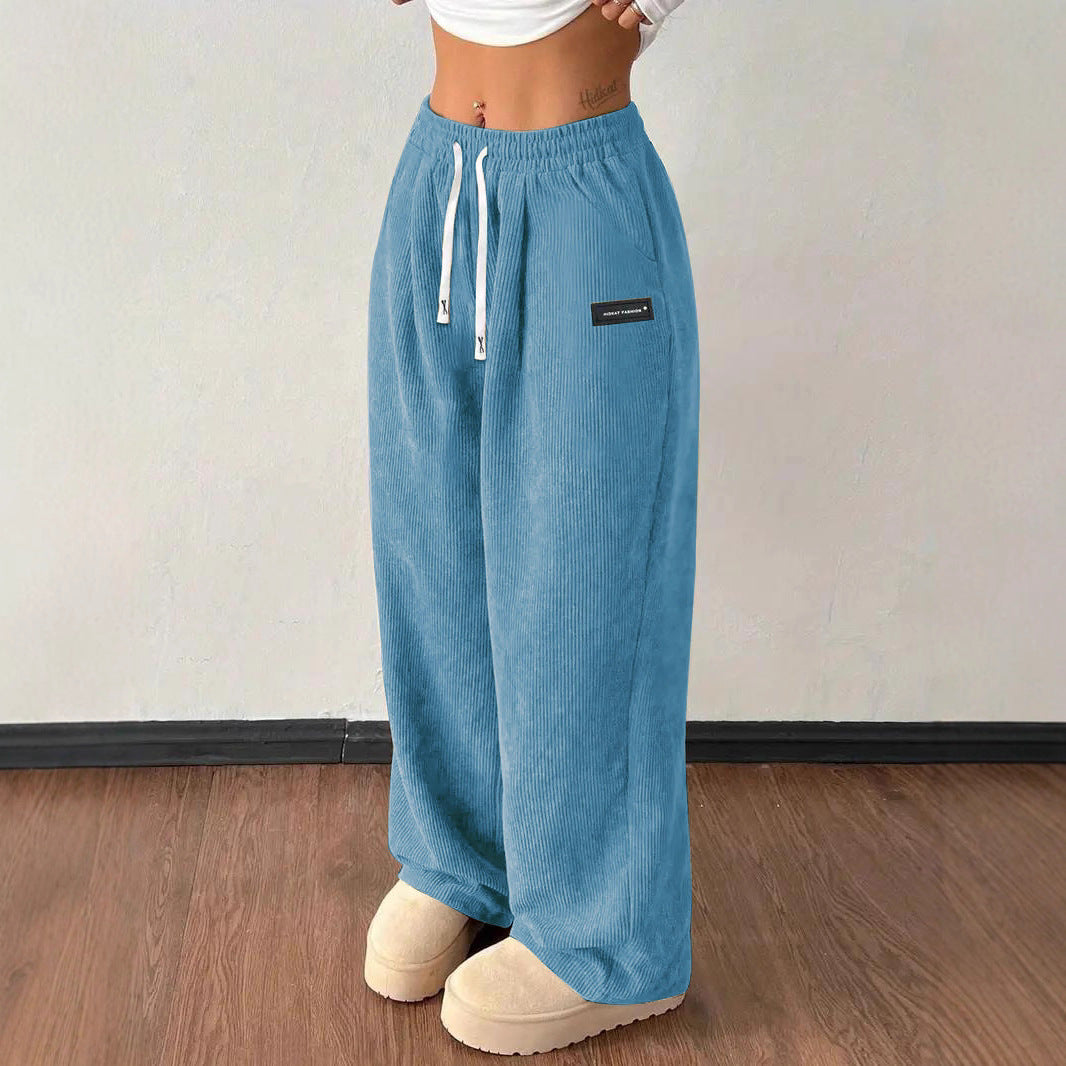 Luvéra Lose Kordelzug Einfarbig Tasche Casual Vielseitige Hosen Damen Hosen