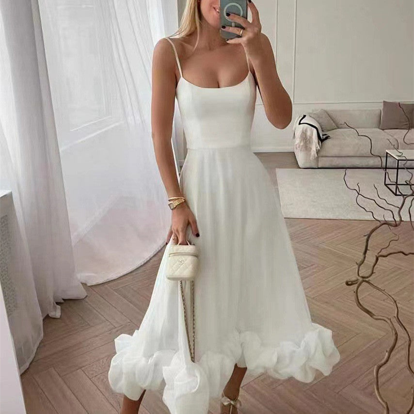 Luvéra Mode Hosenträger Große Blume Schaukel Dreidimensionale Blume A-Linie Rock Frauen Kleidung