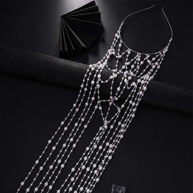 Luvéra Elegantes Perlen mit Kristall-Tasseln – Luxuriöses Haaraccessoire für besondere Anlässe