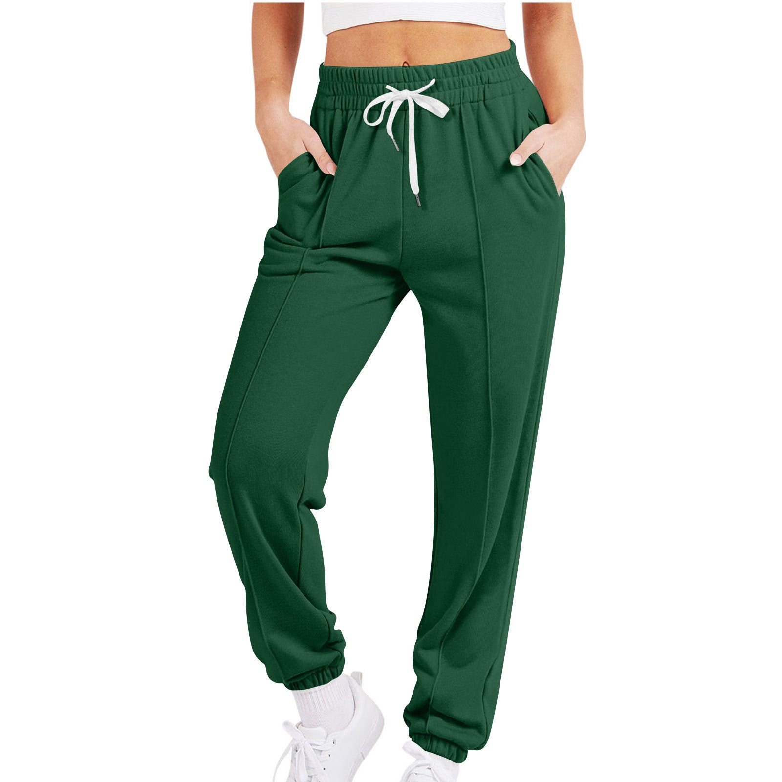 Luvéra Damen Casual Kordelzug Einfarbig Sport Jogger Hosen