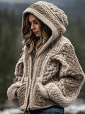 Luvéra Damen Modischer bedruckter Kapuzenpullover mit Reißverschluss