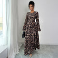 Luvéra Leopard Kleid - Elegantes Langarm Damenkleid