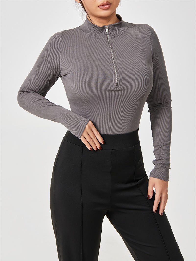 Luvéra Mode Langarm Reißverschluss Overall Nahtlose Abnehmen Shapewear Für Frauen Strampler