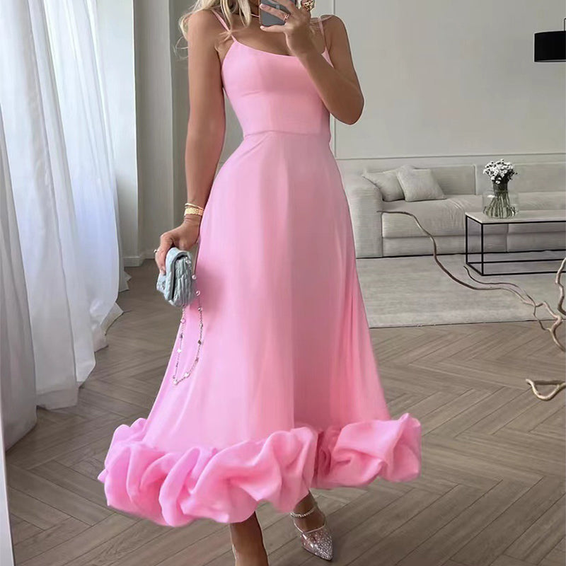Luvéra Mode Hosenträger Große Blume Schaukel Dreidimensionale Blume A-Linie Rock Frauen Kleidung