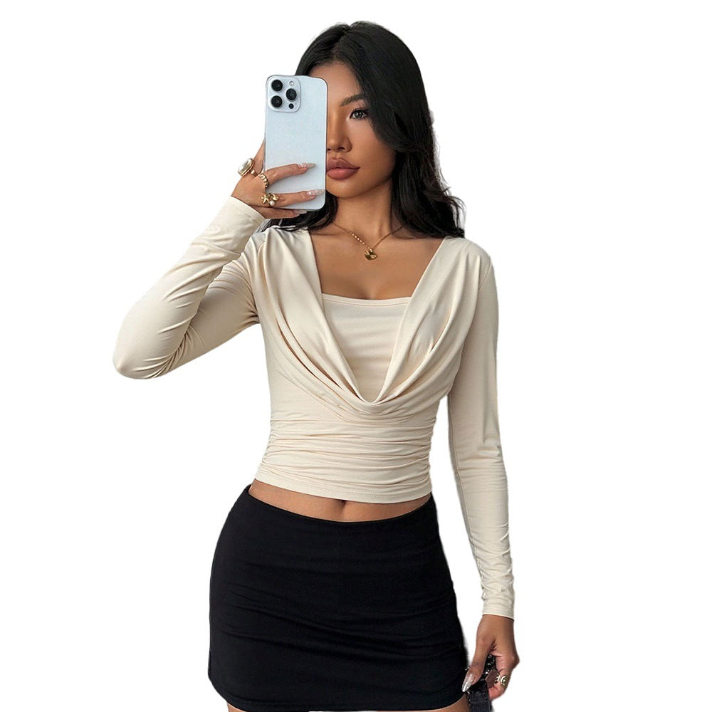 Luvéra Elegantes Slim-Fit Top mit Wasserfall-Ausschnitt