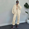 Luvéra Sportanzüge mit Taschen Stehkragen Reißverschluss Strickjacke und Kordelzug Hose Mode Jogger Set Outfits Trainingsanzüge Damenbekleidung