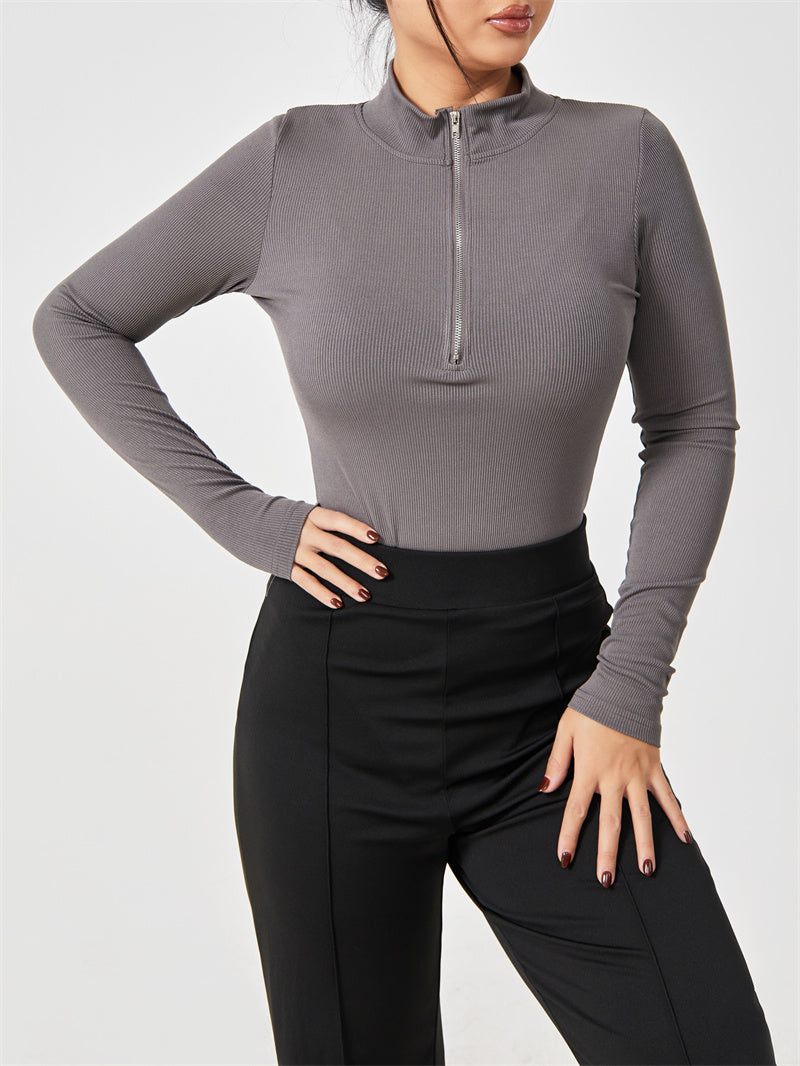 Luvéra Mode Langarm Reißverschluss Overall Nahtlose Abnehmen Shapewear Für Frauen Strampler