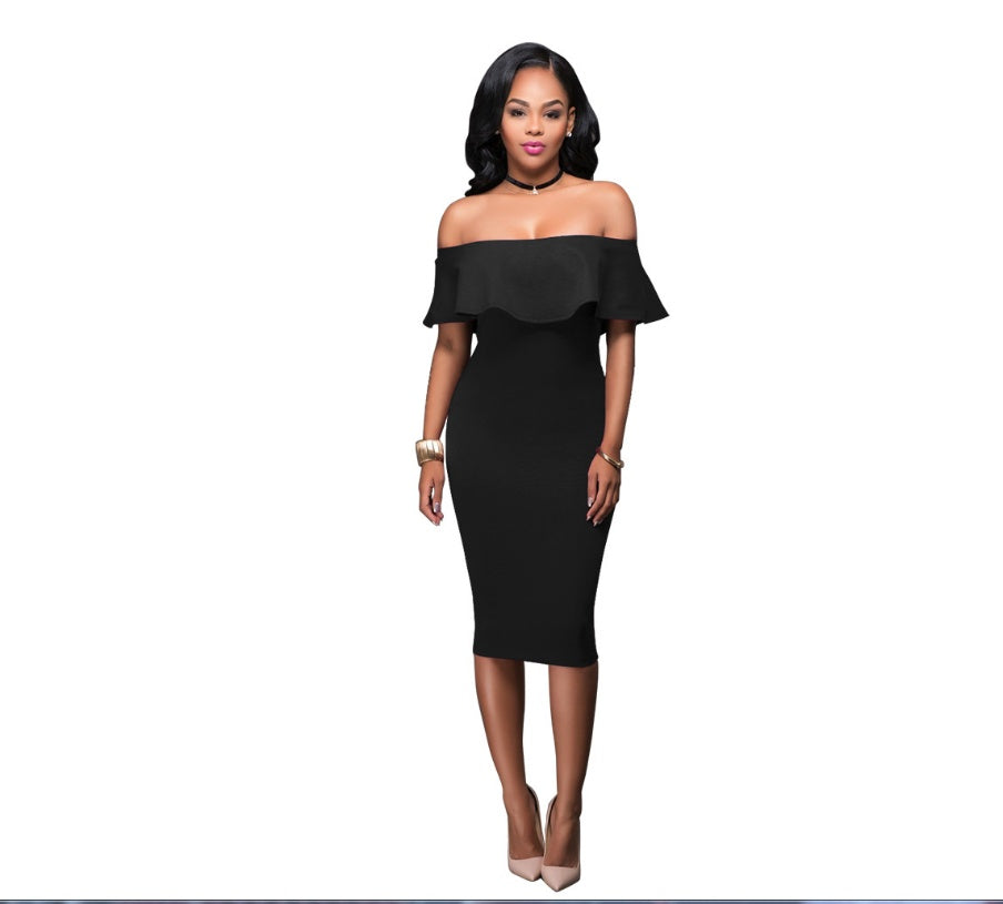 Luvéra Schulterfreies Rüschenkleid