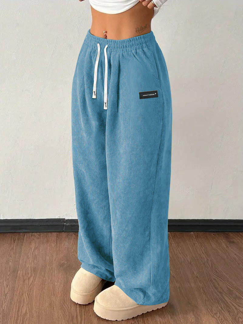 Luvéra Lose Kordelzug Einfarbig Tasche Casual Vielseitige Hosen Damen Hosen