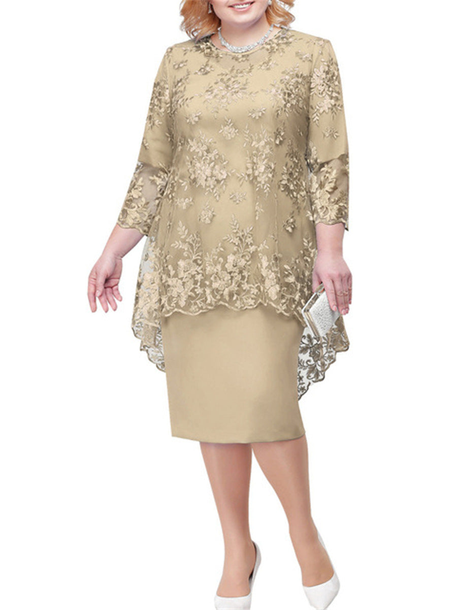 Luvéra Frauen Neue Plus Size Spitze Bestickt Kleid Zwei Stück Set