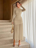 Luvéra Elegant Lace Ruffle Kleid – Feminines Rundhals Design