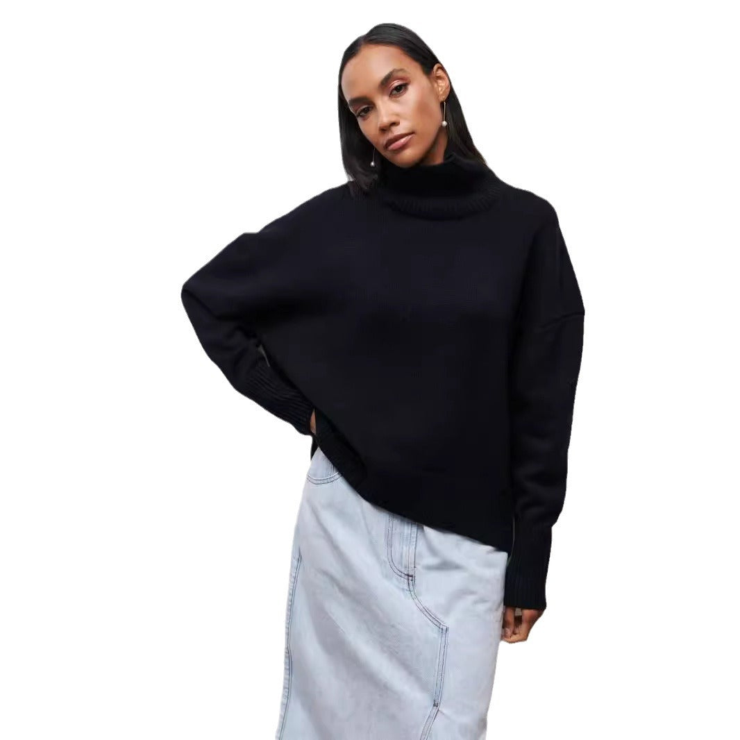 Luvéra Rollkragenpullover Ins Einfarbig Langarm Pullover Top Damenbekleidung