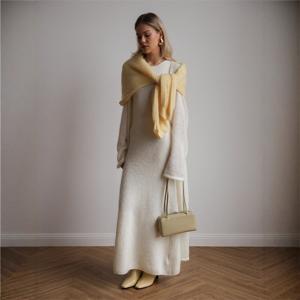 Luvéra Strickjacke Gestrickte Strickjacke Ärmelloses Kleid Zweiteiliges Set