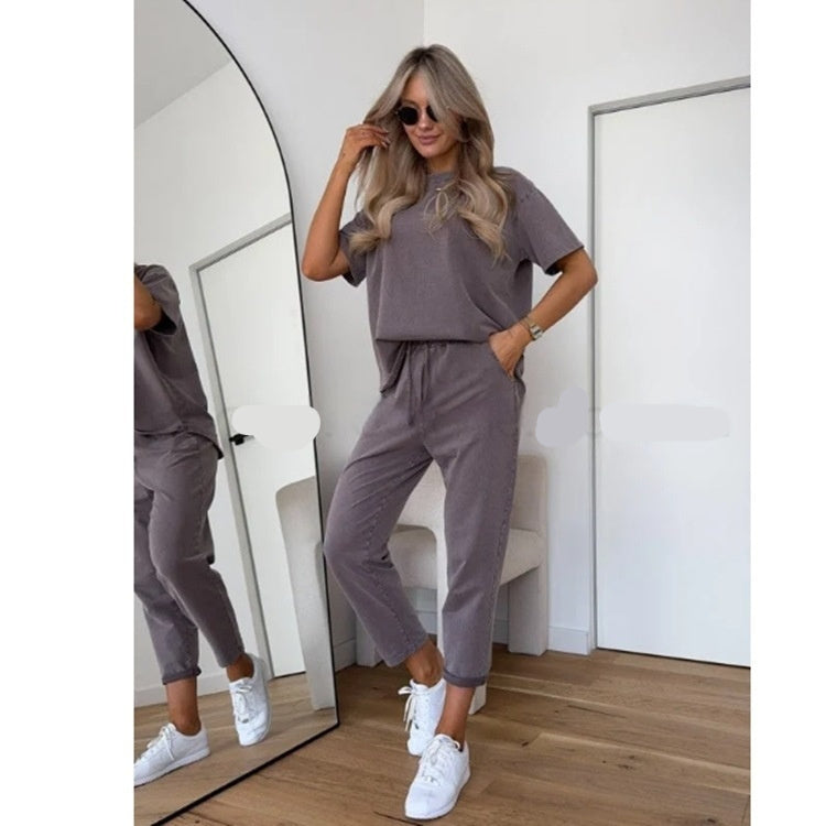 Luvéra Einfarbiges Freizeit-Sweatshirt-Set für Frauen