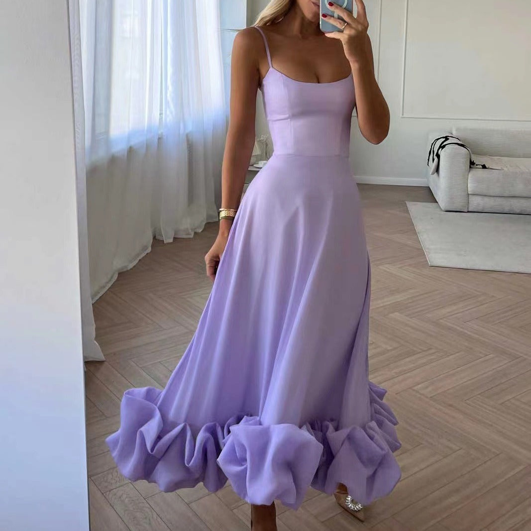 Luvéra Mode Hosenträger Große Blume Schaukel Dreidimensionale Blume A-Linie Rock Frauen Kleidung