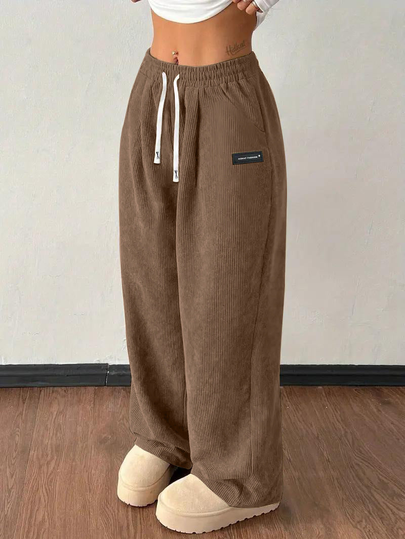 Luvéra Lose Kordelzug Einfarbig Tasche Casual Vielseitige Hosen Damen Hosen