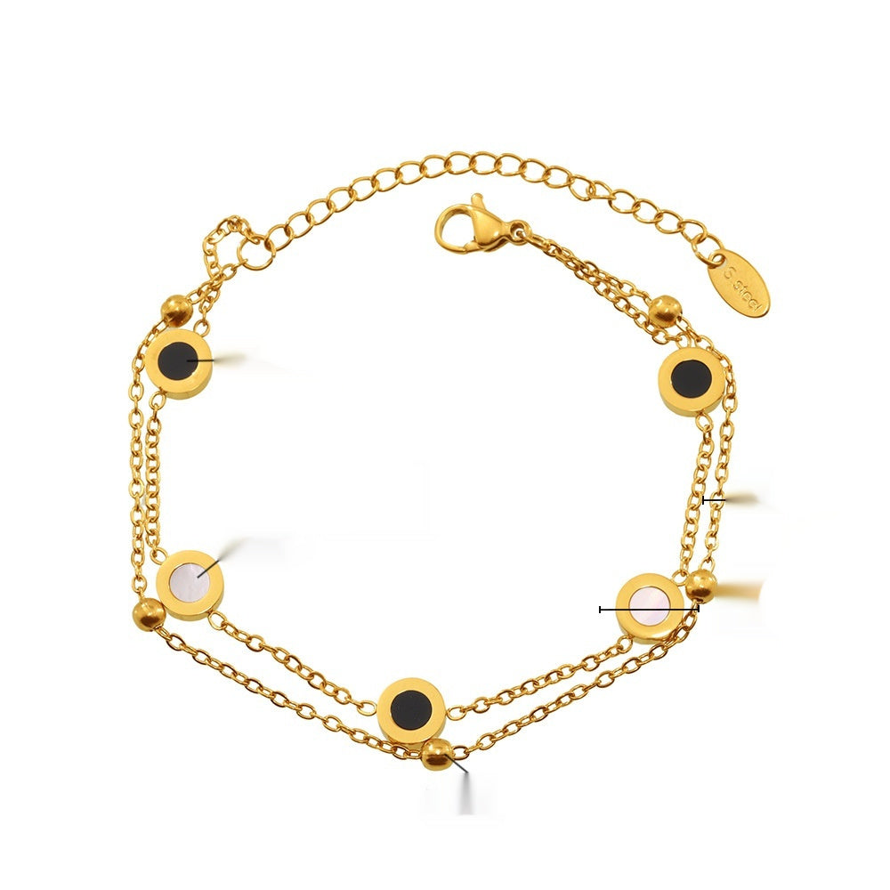 Luvéra Schwarz-Weiße Muschelkette Und Armband Aus Edelstahl