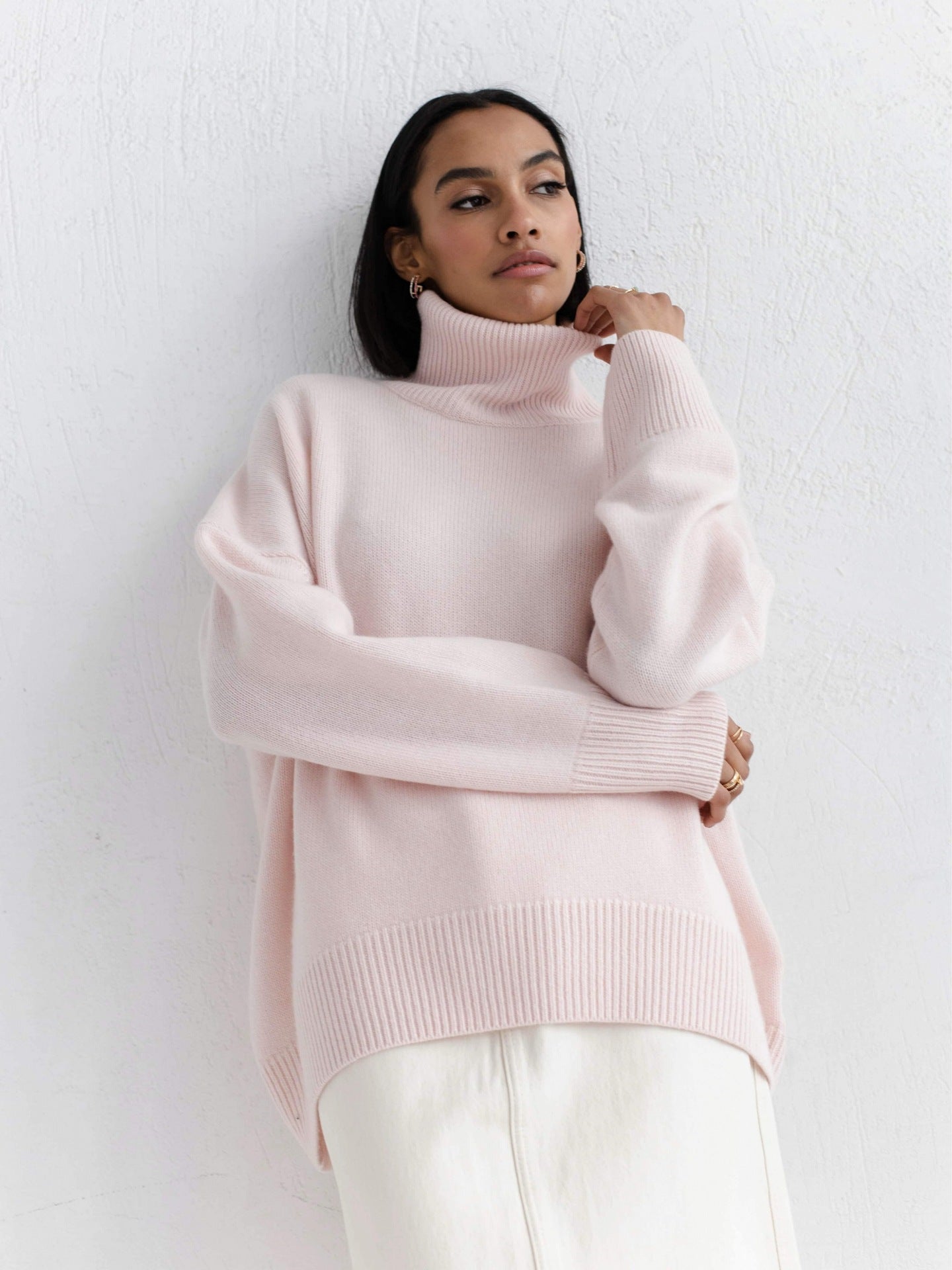 Luvéra Rollkragenpullover Ins Einfarbig Langarm Pullover Top Damenbekleidung