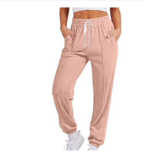 Luvéra Damen Casual Kordelzug Einfarbig Sport Jogger Hosen