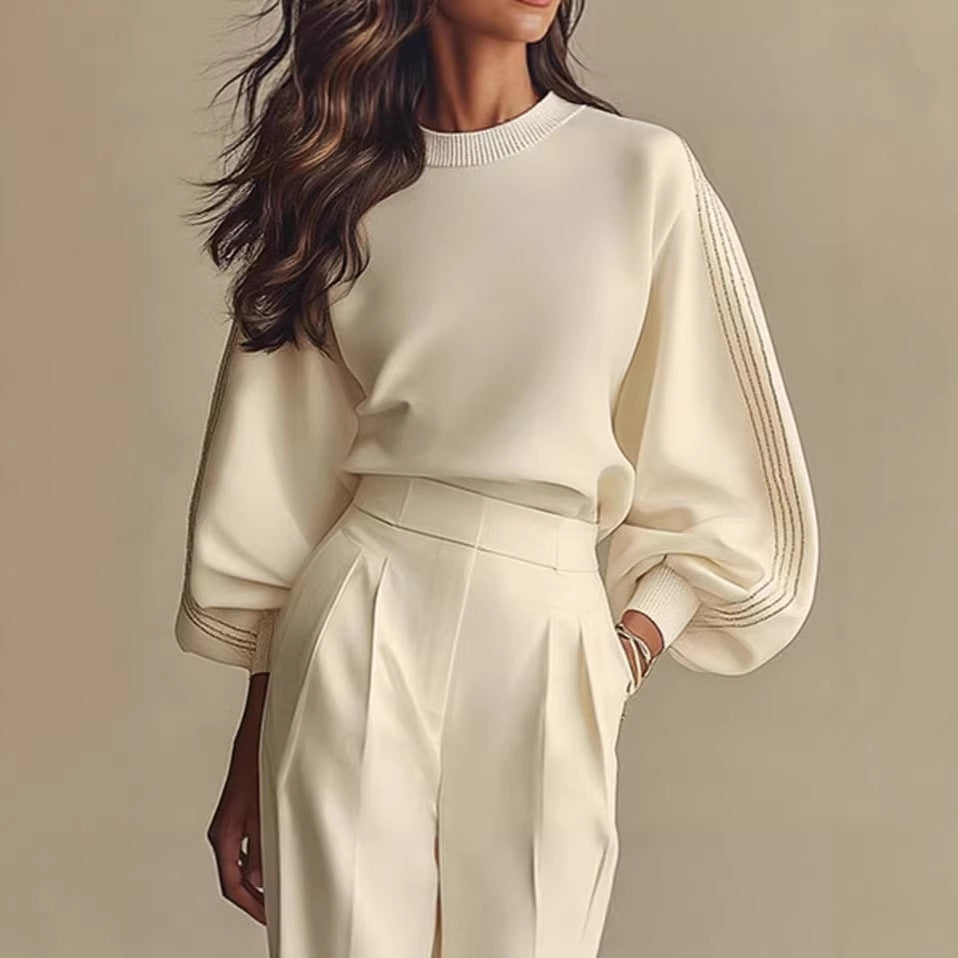 Luvéra Rundhals-Sweatshirt Und Hosen-Set Mit Rundhalsausschnitt