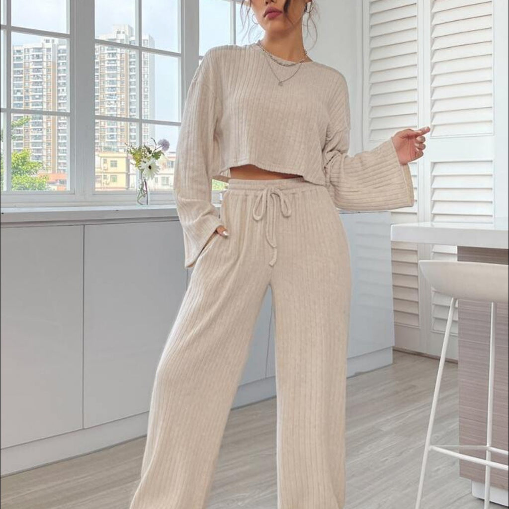 Luvéra Lässige Homewear Gestrickter Langarm-Damenanzug
