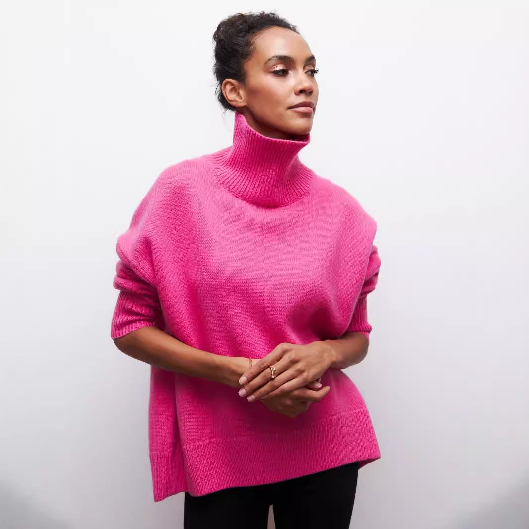 Luvéra Rollkragenpullover Ins Einfarbig Langarm Pullover Top Damenbekleidung