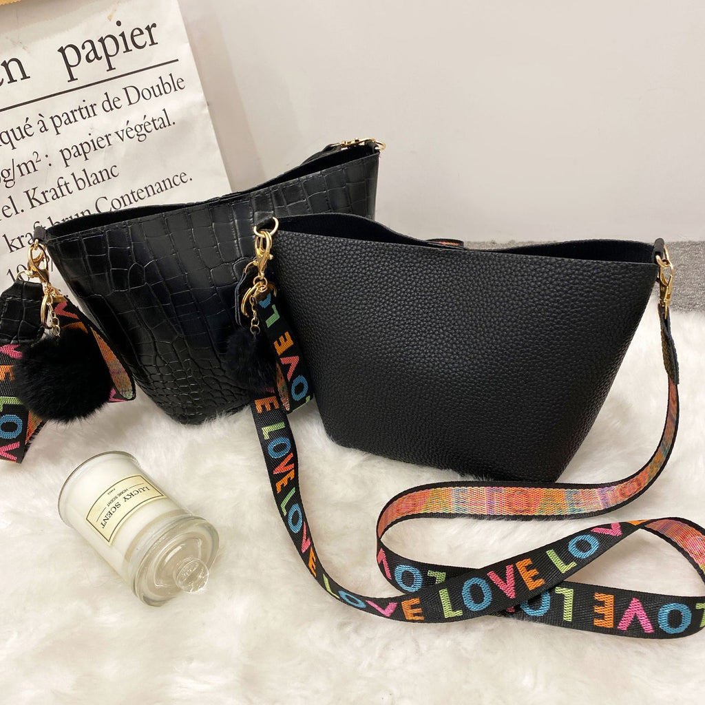 Luvéra Druck Schulter Gürtel Frauen Eimer Tasche Lychee Muster