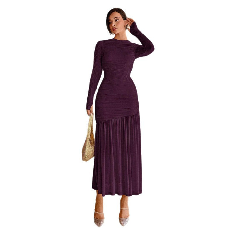 Luvéra Elegant Lace Ruffle Kleid – Feminines Rundhals Design