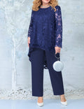 Luvéra Damen Abendkleid Spitze Stickerei Zweiteiliges Set