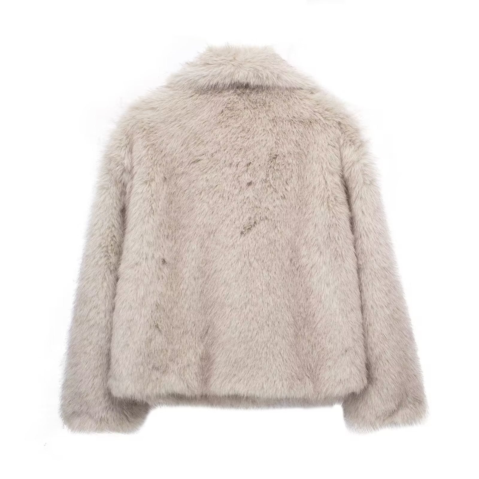 Luvéra Plüsch Mantel Mode Warme Verdicken Flauschige Revers Jacke Outwear Casual Langarm Tops Frauen Kleidung