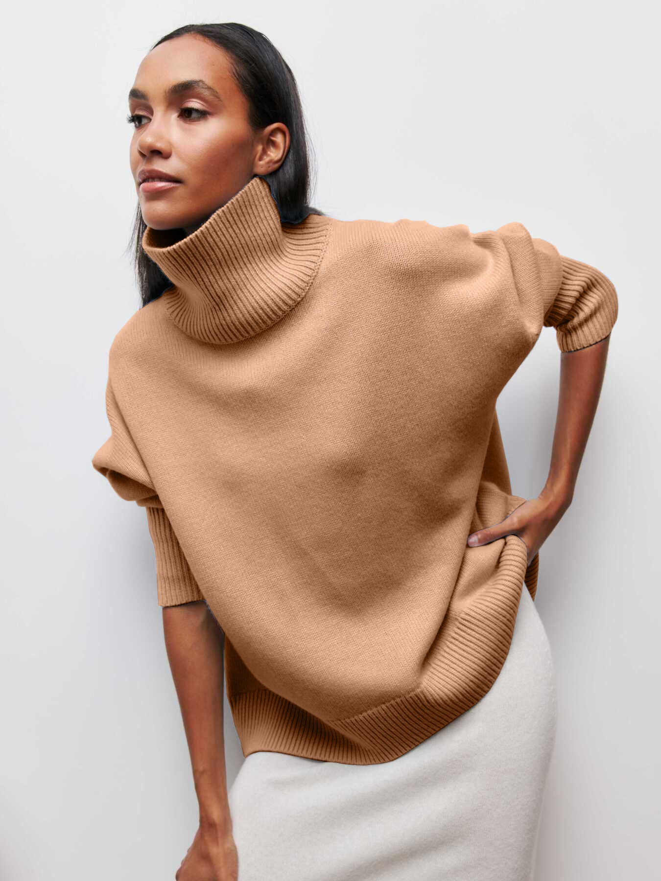 Luvéra Rollkragenpullover Ins Einfarbig Langarm Pullover Top Damenbekleidung