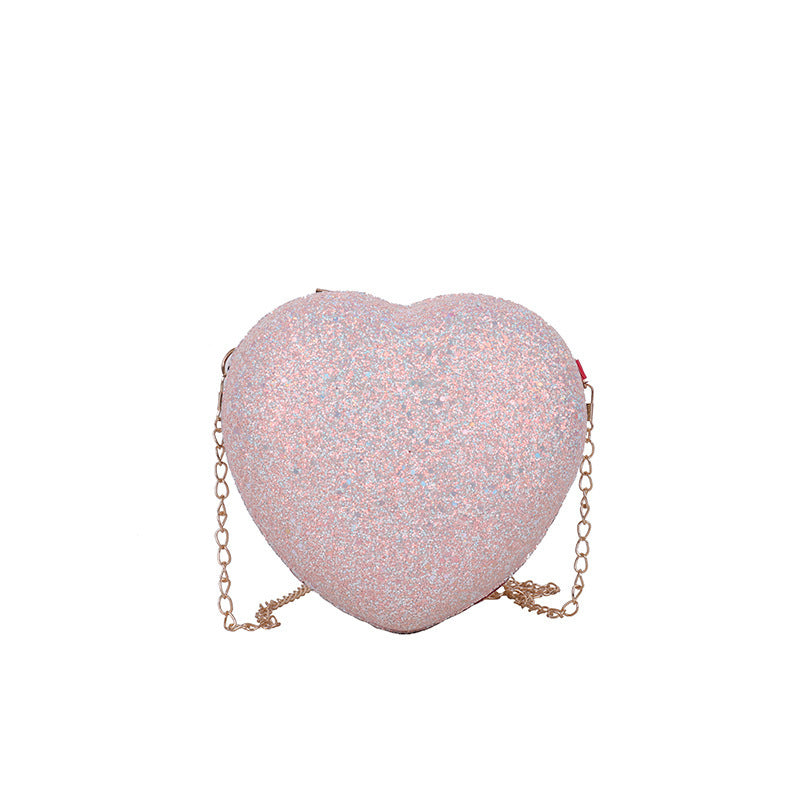 Luvéra Glänzende Kristall Tasche Weibliche Reine Farbe Pailletten Pfirsich