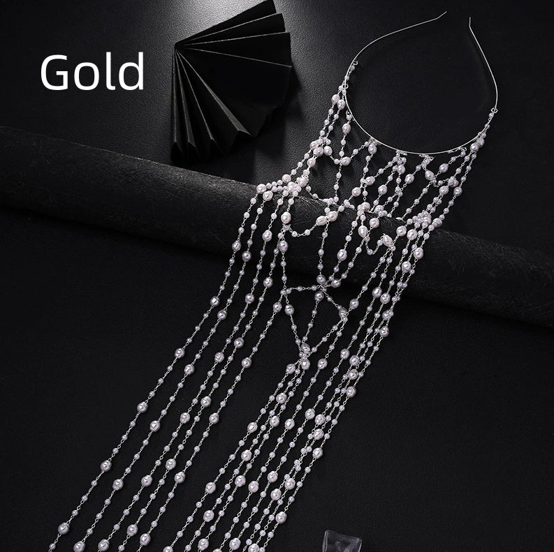 Luvéra Elegantes Perlen mit Kristall-Tasseln – Luxuriöses Haaraccessoire für besondere Anlässe