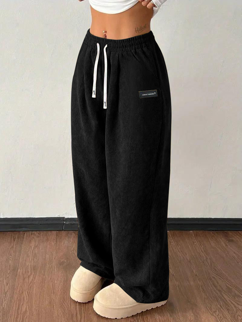 Luvéra Lose Kordelzug Einfarbig Tasche Casual Vielseitige Hosen Damen Hosen