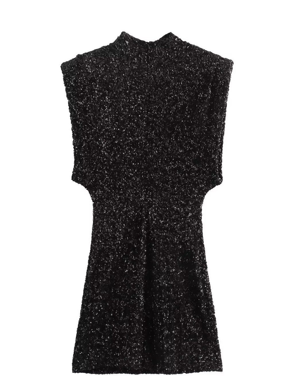 Luvéra Kleid Ärmellos Träger Gepolsterte Schulter Perlen Dekoration Minikleid