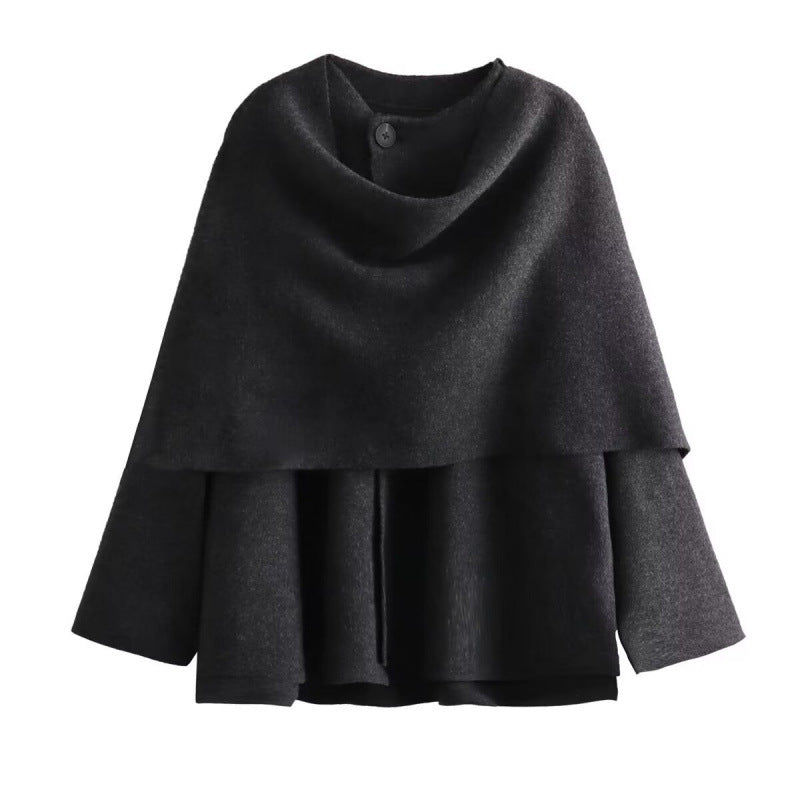 Luvéra Damen lockerer lässiger Cape gestrickter Pullovermantel