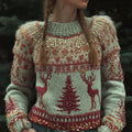 Luvéra Bedruckter Kapuzenpullover mit Rundhalsausschnitt und gestreiftem Patch-Design