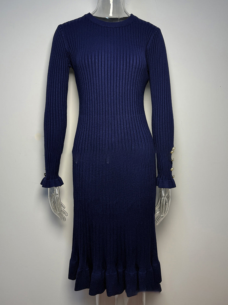 Luvéra Damen Kleid aus strukturiertem Strick und mittlerer Länge
