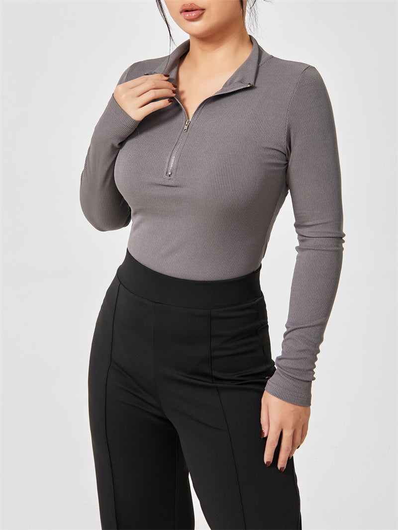 Luvéra Mode Langarm Reißverschluss Overall Nahtlose Abnehmen Shapewear Für Frauen Strampler