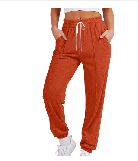 Luvéra Damen Casual Kordelzug Einfarbig Sport Jogger Hosen